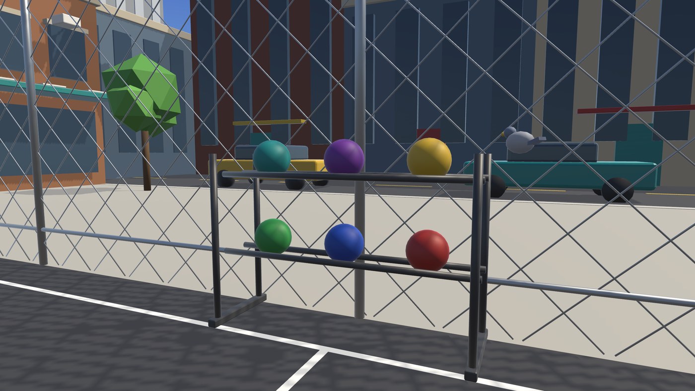 The rack of coloured basketballs